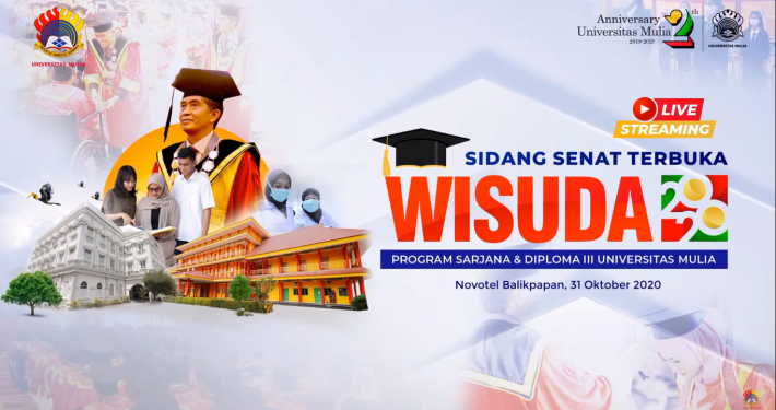 Cover Sidang Terbuka dan Wisuda Sarjana dan Diploma ke-II Universitas Mulia, Sabtu (31/10). Foto: YouTube