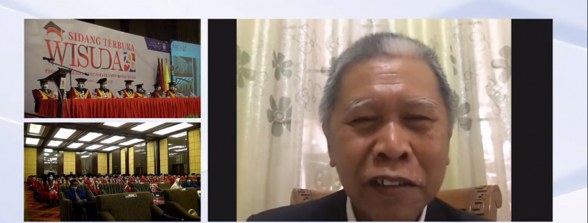 Prof. Dr. Ir. H. Udiansyah, M.S. Kepala LLDIKTI XI Kalimantan saat memberikan sambutan secara daring dalam Sidang Terbuka dan Wisuda Sarjana dan Diploma ke-II Universitas Mulia, Sabtu (31/10). Foto: YouTube