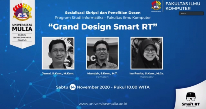 Sosialisasi Skripsi dan Penelitian Dosen Program Studi Informatika Fakultas Ilmu Komputer Universitas Mulia, Sabtu (14/11). Foto: Screenshot
