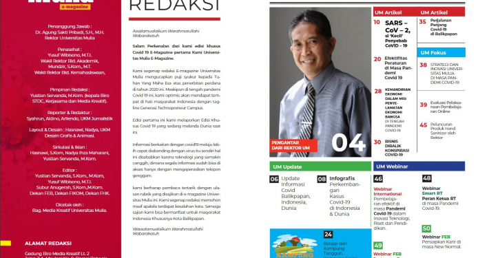 Redaksi dan Daftar Isi UM Magazine Edisi Perdana Covid-19. Foto: Tangkapan layar