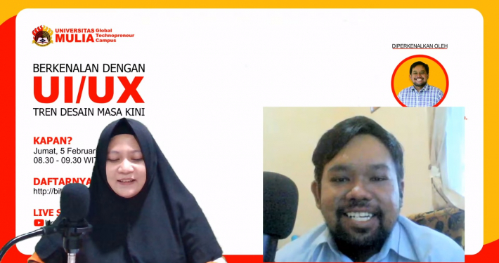Ibu Nariza sebagai moderator webinar dan Bapak Bambang sebagai narasumber Webinar UI UX. Sumber : tangkapan layar