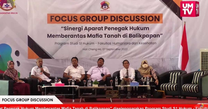 FGD yang digelar Prodi Ilmu Hukum Universitas Mulia bahas Sinergi Aparat Penegak Hukum Berantas Mafia Tanah, Rabu (7/9). Foto: Tangkapan layar